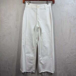 Oat New York Jeans Women's 2/26 Off-White Oat Milk High Rise Wide Leg Raw Hem